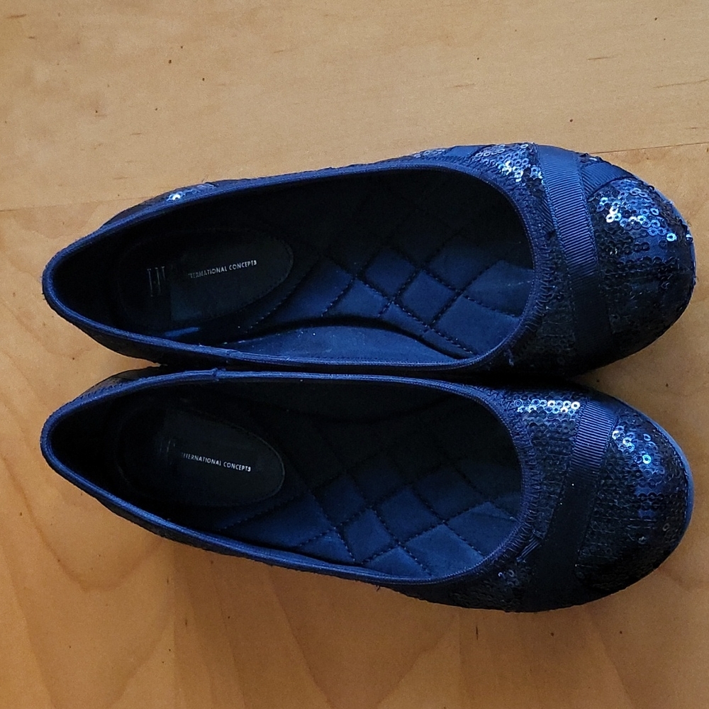 INC Flats Black Sparkle 6.5M